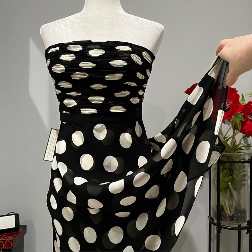 NEW Ann Taylor Silk Ruched A-line Fit Flare Strapless Polka Dot Midi Dress 2 NWT - Picture 8 of 16